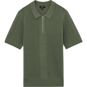 REISS BART Half Zip Textured Knit Polo Shirt