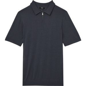 REISS MAXWELL Merino Wool Half Zip Polo Shirt