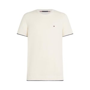 Tommy Hilfiger Ivory Petal Tipped Structure Knitted T-Shirt
