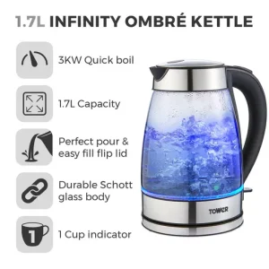 Infinity Ombre 1.7 Litre Glass Schott Kettle