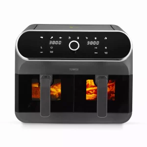 Elite 8 Litre Dual Basket Air Fryer with Viewing Windows