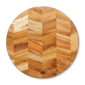 Round Acacia Chevron Chopping Board