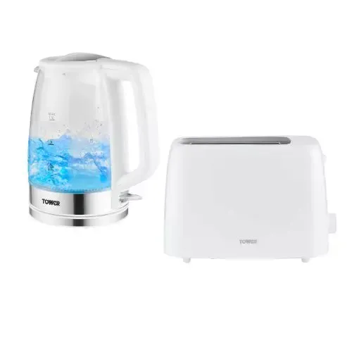 Illuminating Glass Kettle & 2 Slice Toaster